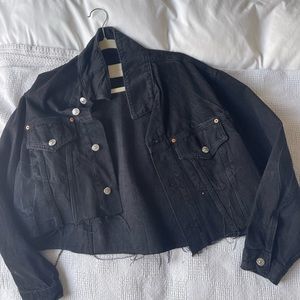Zara cropped black denim jacket